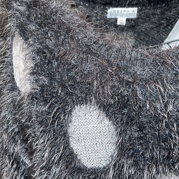 JOSEPH A.  Bluish Grey silver-grey large circle Polka Dots Fuzzy Furry Sweater - Picture 6 of 9
